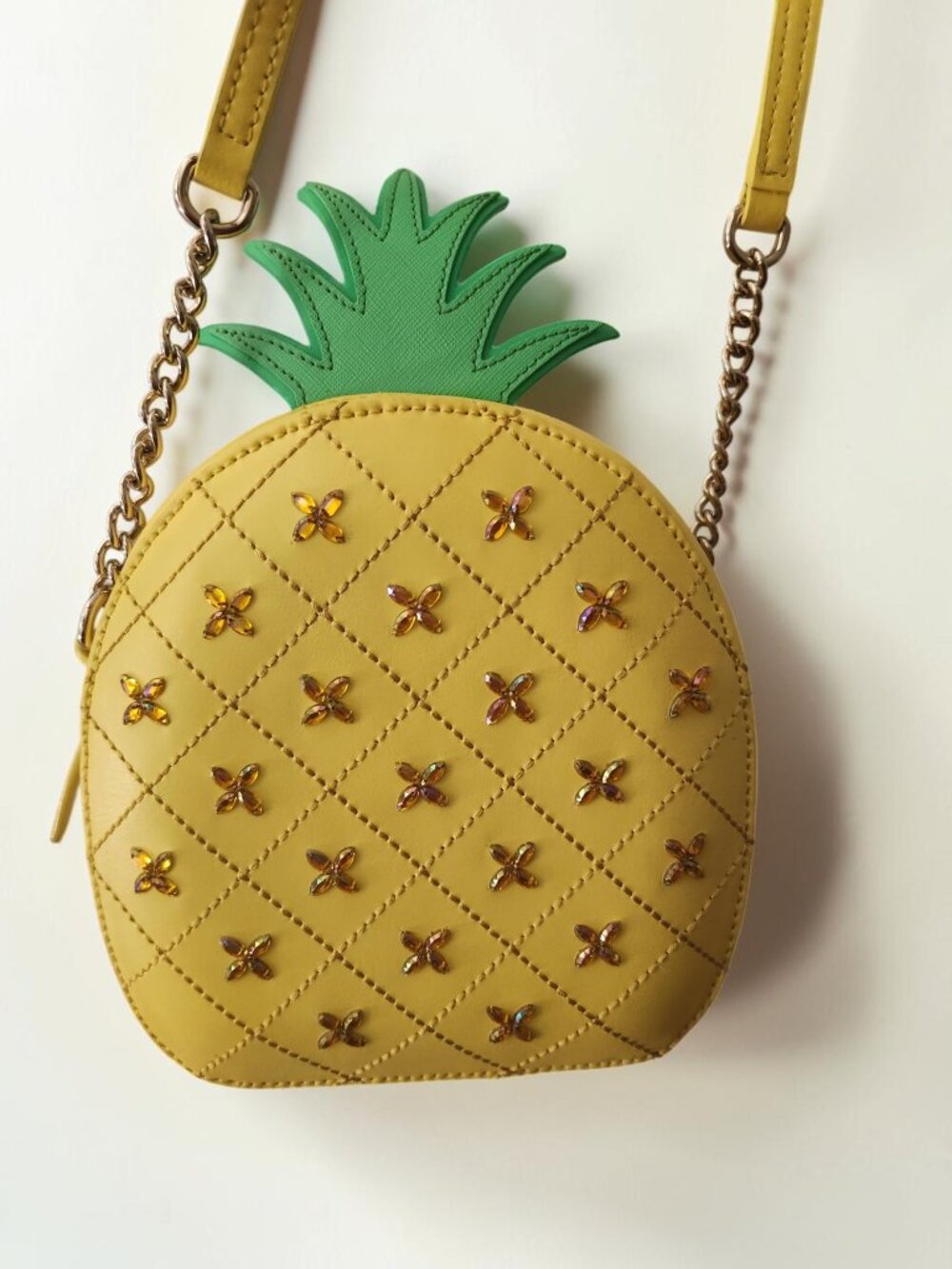 🍍 Kate Spade Pineapple Crossbody “How Refreshing” Yellow Leather 🍍 - Picture 5 of 12